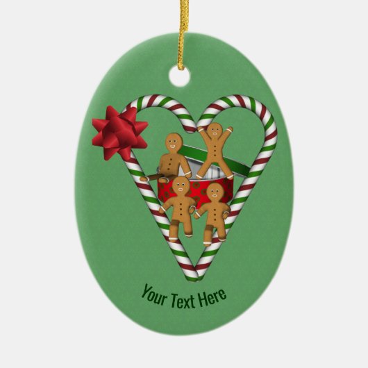 Gingerbread Cookies Candy Cane Heart Gepersonalise Keramisch Ornament (Voorkant)