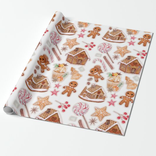 Gingerbread Cookies Candyland Cadeaupapier (Uitgerold)