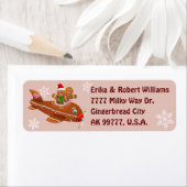 Gingerbread Cookies' Christmasy Vliegtuig Cartoon Etiket (Insitu)