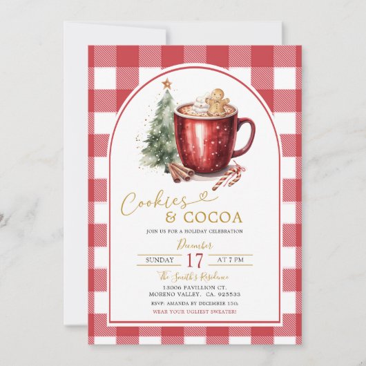 Gingerbread Cookies & Cocoa Holiday Invitation Kaart (Voorkant)