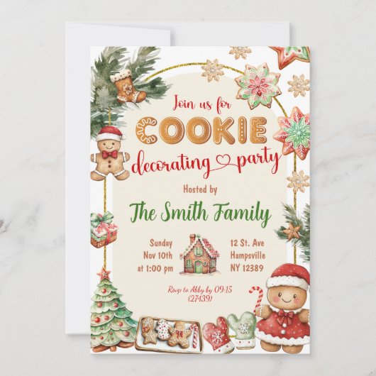 Gingerbread Cookies Decoreren Kerstfeest Kaart (Voorkant)