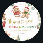 Gingerbread Cookies Geslacht Onthullen Favorietags Ronde Sticker<br><div class="desc">Gingerbread Cookies Kerst Bedankt Labels,  Rood Groen Kerstkoekjes Favoriet Tags,  Dank u Kerst Ronde Vierkante Sticker,  Gender Reveal Dank u Labels.</div>