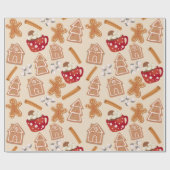 Gingerbread Cookies & Hot Chocolate Wrapping Paper Cadeaupapier (Vlak)