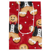 Gingerbread Cookies in Tuxedos Kerstmis Medium Cadeauzakje (Achterkant)