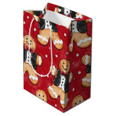 Gingerbread Cookies in Tuxedos Kerstmis Medium Cadeauzakje (Achterkant Gekanteld)