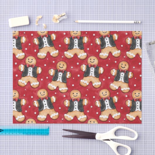 Gingerbread Cookies in Tuxedos Kerstmis Tissuepapier (Craft)