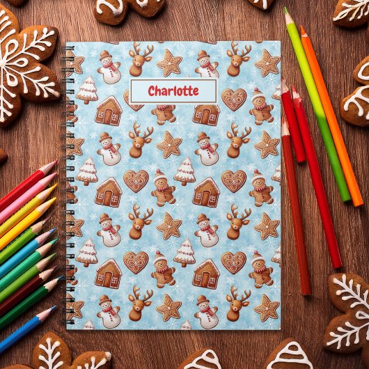 Gingerbread Cookies Kerst Blauw Notitieboek