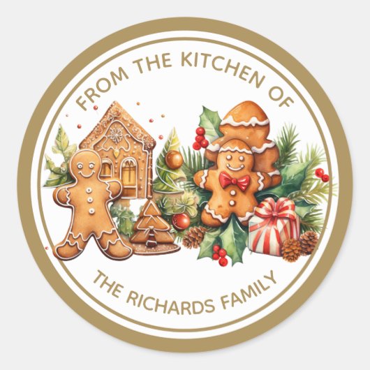 Gingerbread Cookies Kerstbakken Ronde Sticker (Voorkant)