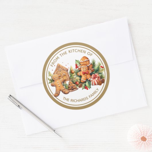 Gingerbread Cookies Kerstbakken Ronde Sticker (Envelop)