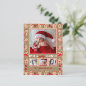 Gingerbread Cookies Kerstmis 4 Foto Vakantie Feestdagenkaart (Staand voorkant)