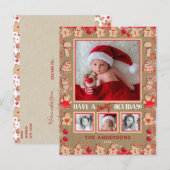 Gingerbread Cookies Kerstmis 4 Foto Vakantie Feestdagenkaart (Voorkant / Achterkant)