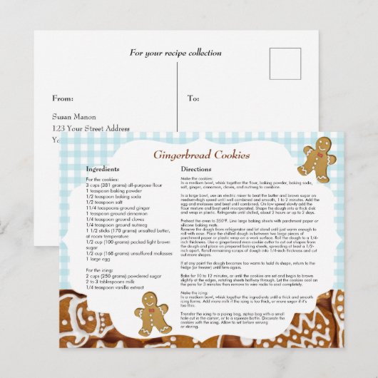 Gingerbread Cookies Kerstrecept Briefkaart (Voorkant / Achterkant)