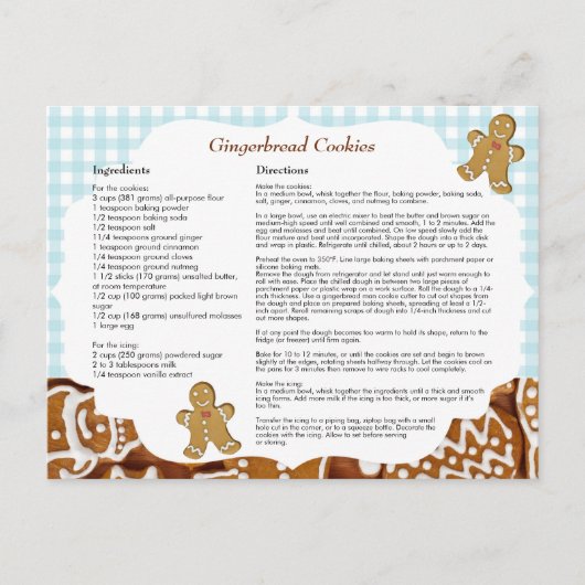 Gingerbread Cookies Kerstrecept Briefkaart (Voorkant)