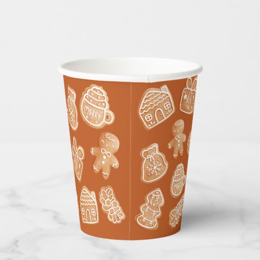 Gingerbread Cookies Licht- en Donkerbruin Papieren Bekers (Rechts)