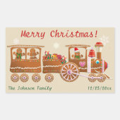 Gingerbread Cookies' Merry Christmas Train Cartoon Rechthoekige Sticker (Voorkant)
