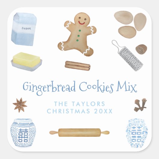 Gingerbread Cookies Mix Gift of Party Favor Vierkante Sticker (Voorkant)