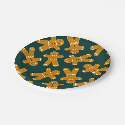 Gingerbread Cookies op groen Papieren Bordje (Gekanteld)