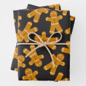 Gingerbread Cookies op zwart Inpakpapier Vel (In situ)