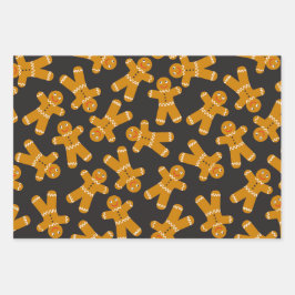 Gingerbread Cookies op zwart Inpakpapier Vel