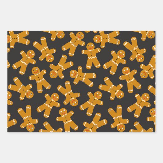 Gingerbread Cookies op zwart Inpakpapier Vel (Voorkant)