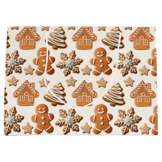 Gingerbread Cookies Pattern Groot Cadeauzakje (Voorkant)
