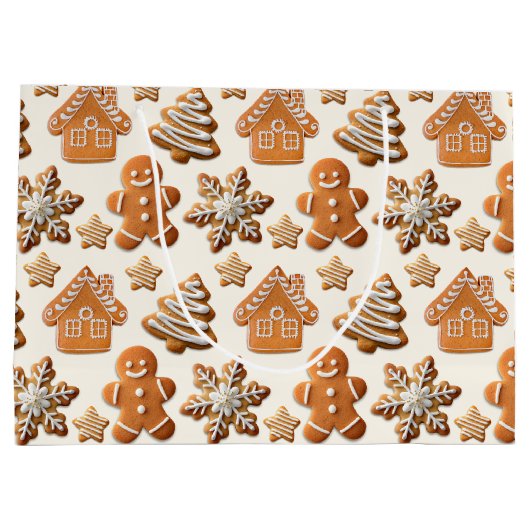 Gingerbread Cookies Pattern Groot Cadeauzakje (Achterkant)