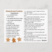 Gingerbread Cookies Recipe Card Briefkaart (Achterkant)