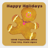 Gingerbread Cookies retouradres Vierkante Sticker (Voorkant)