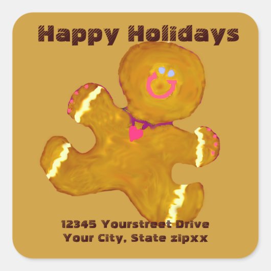 Gingerbread Cookies retouradres Vierkante Sticker (Voorkant)