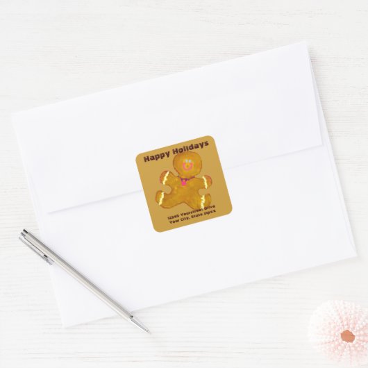 Gingerbread Cookies retouradres Vierkante Sticker (Envelop)