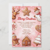 Gingerbread Cookies Rode achtergrond Kerst Feestdagenkaart (Voorkant)