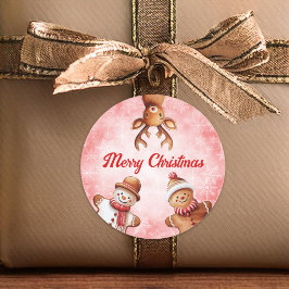 Gingerbread Cookies Rode achtergrond Kerst Ronde Sticker