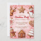 Gingerbread Cookies Rode Achtergrond Kerstfeest Kaart (Voorkant)