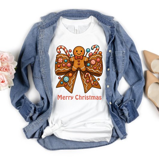 Gingerbread Coquette Bow Kerstvakantie T-shirt