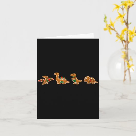Gingerbread Costume Dinosaur Christmas Cookie Baki Kaart (Gele Bloem)