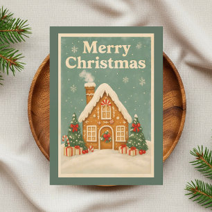  Gingerbread Cottage Christmas Feestdagen Kaart