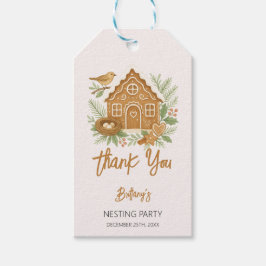 Gingerbread Cottage Winter Nesting Baby shower Cadeaulabel