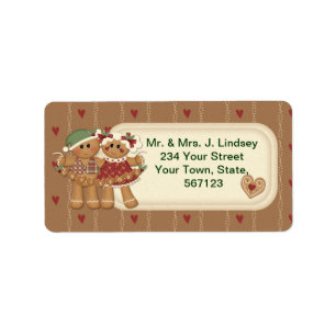 Gingerbread Country Kerst Adresetiketten Etiket