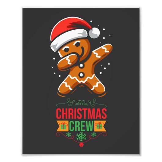 Gingerbread Dabbing Kerstmis Foto Afdruk (Voorkant)