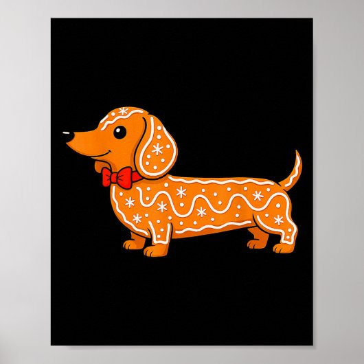 Gingerbread Dachshund Christmas Cute Weiner Dog Poster (Voorkant)