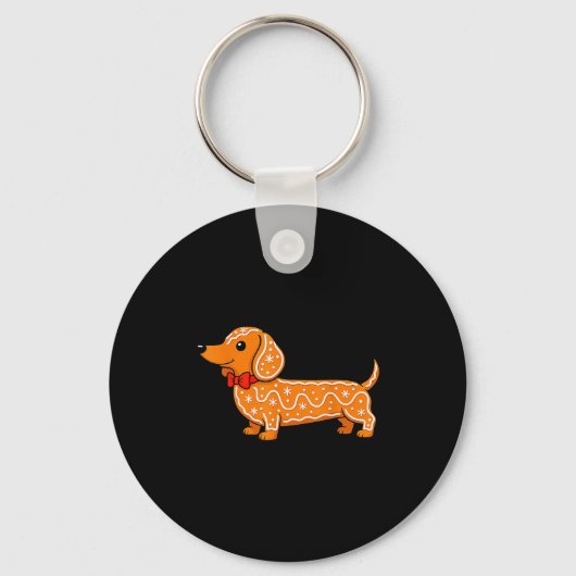 Gingerbread Dachshund Christmas Cute Weiner Dog Sleutelhanger (Voorkant)