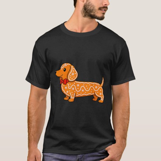 Gingerbread Dachshund Christmas Cute Weiner Dog  T-shirt (Voorkant)