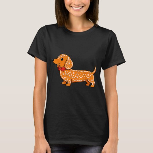 Gingerbread Dachshund Christmas Cute Weiner Dog  T-shirt (Voorkant)