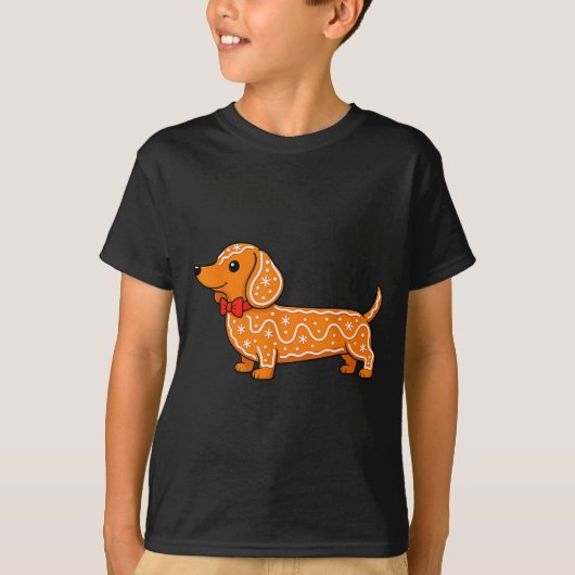 Gingerbread Dachshund Christmas Cute Weiner Dog  T-shirt (Voorkant)