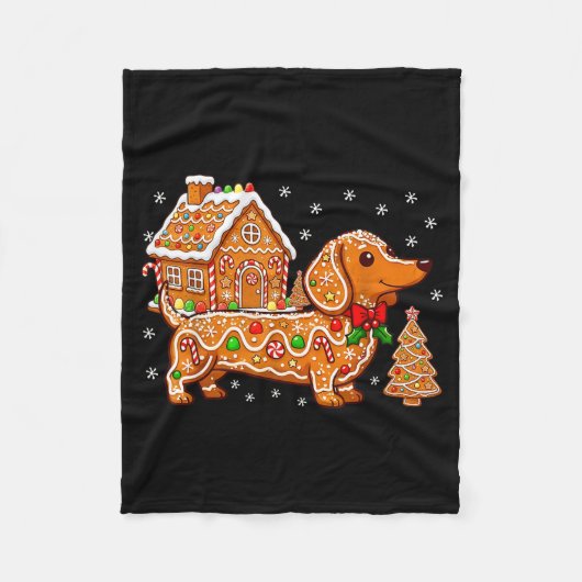 Gingerbread Dachshund Christmas Tree House Cookie  Fleece Deken (Voorkant)