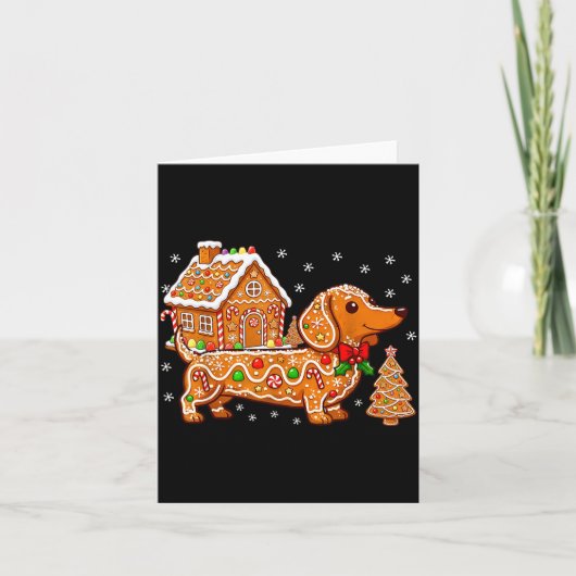 Gingerbread Dachshund Christmas Tree House Cookie  Kaart (Voorkant)