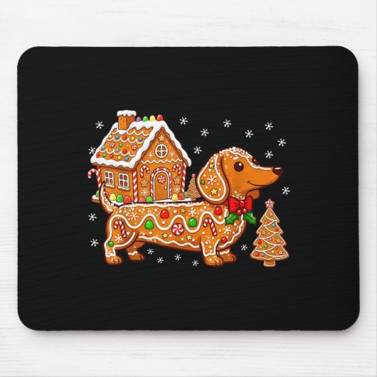 Gingerbread Dachshund Christmas Tree House Cookie  Muismat (Voorkant)
