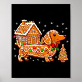 Gingerbread Dachshund Christmas Tree House Cookie  Poster (Voorkant)