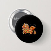 Gingerbread Dachshund Christmas Tree House Cookie Ronde Button 5,7 Cm (Voorkant /achterkant)