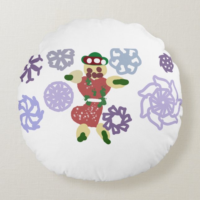 Gingerbread dance  rond kussen (Voorkant)